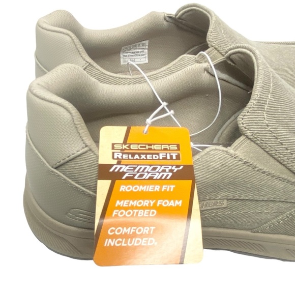 Skechers Men Size 13 Cohagen Vierra Relaxed Fit Canvas Slip On Shoes Taupe - Picture 10 of 11